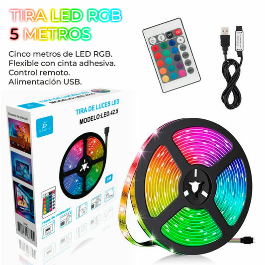 TIRA LUZ LED DE 5 METROS CON CONTROL